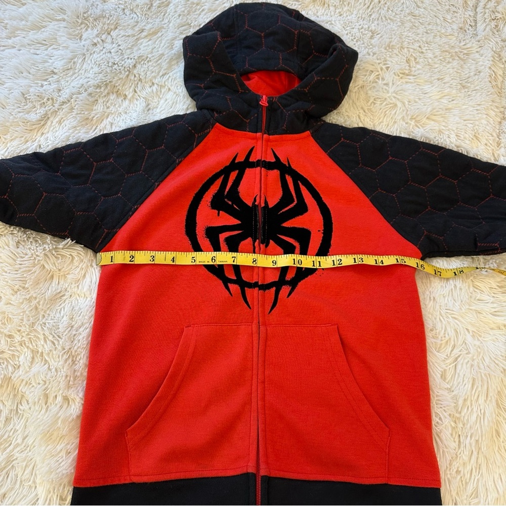 SPIDER-MAN Boys Red Black Full Zip Hoodie Size 8 Marvel Spider Logo Sweatshirt - Picture 4 of 7